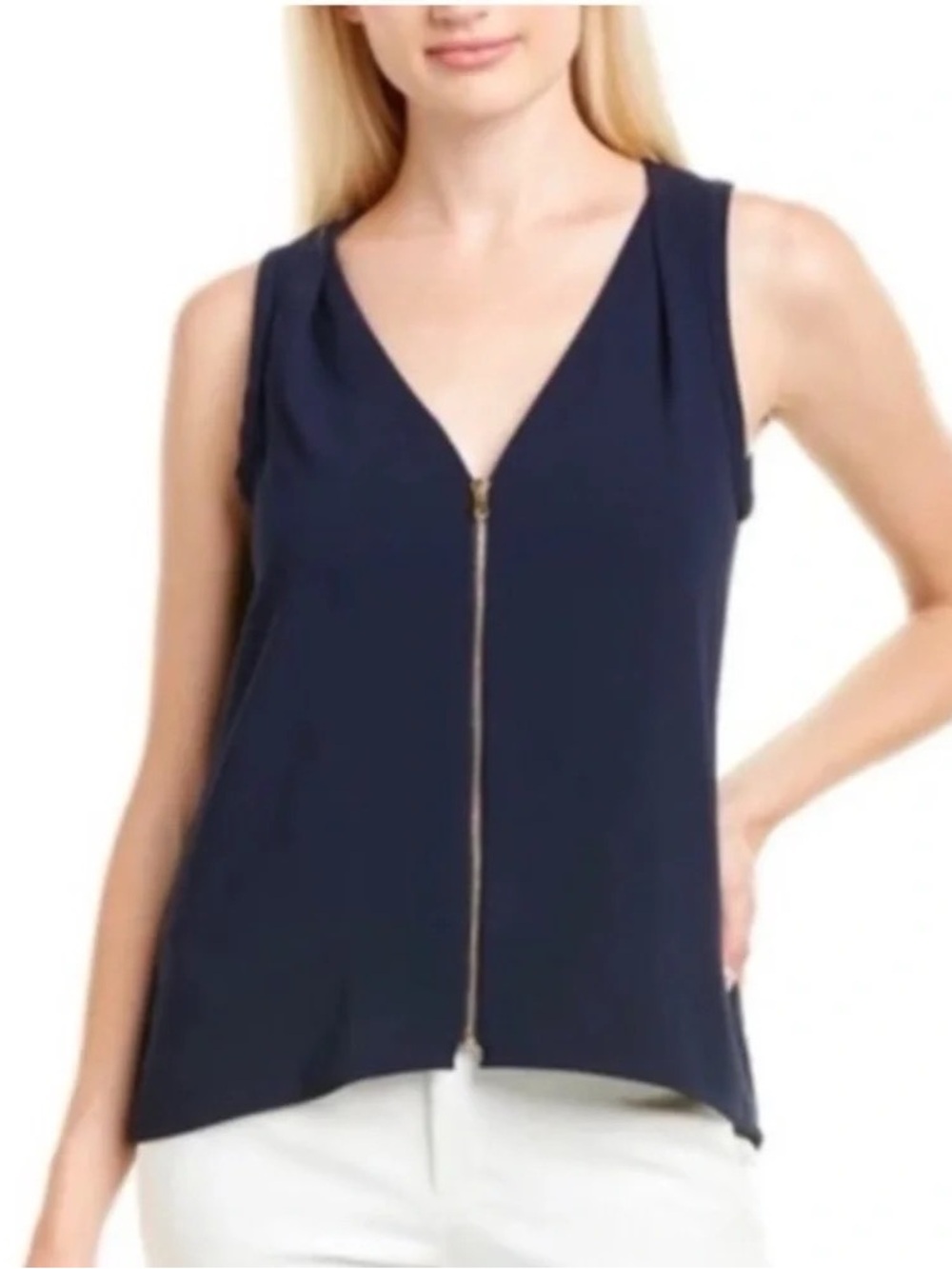 Trina Turk Zip Front Sleeveless Top